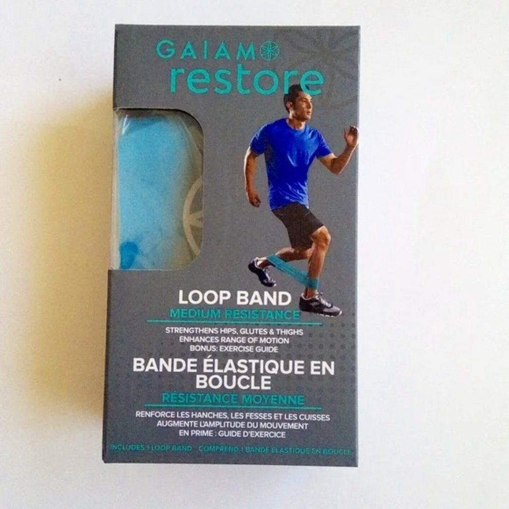 New GAIAM Restore Loop Band Medium Resistance With Bonus Exercise Guide